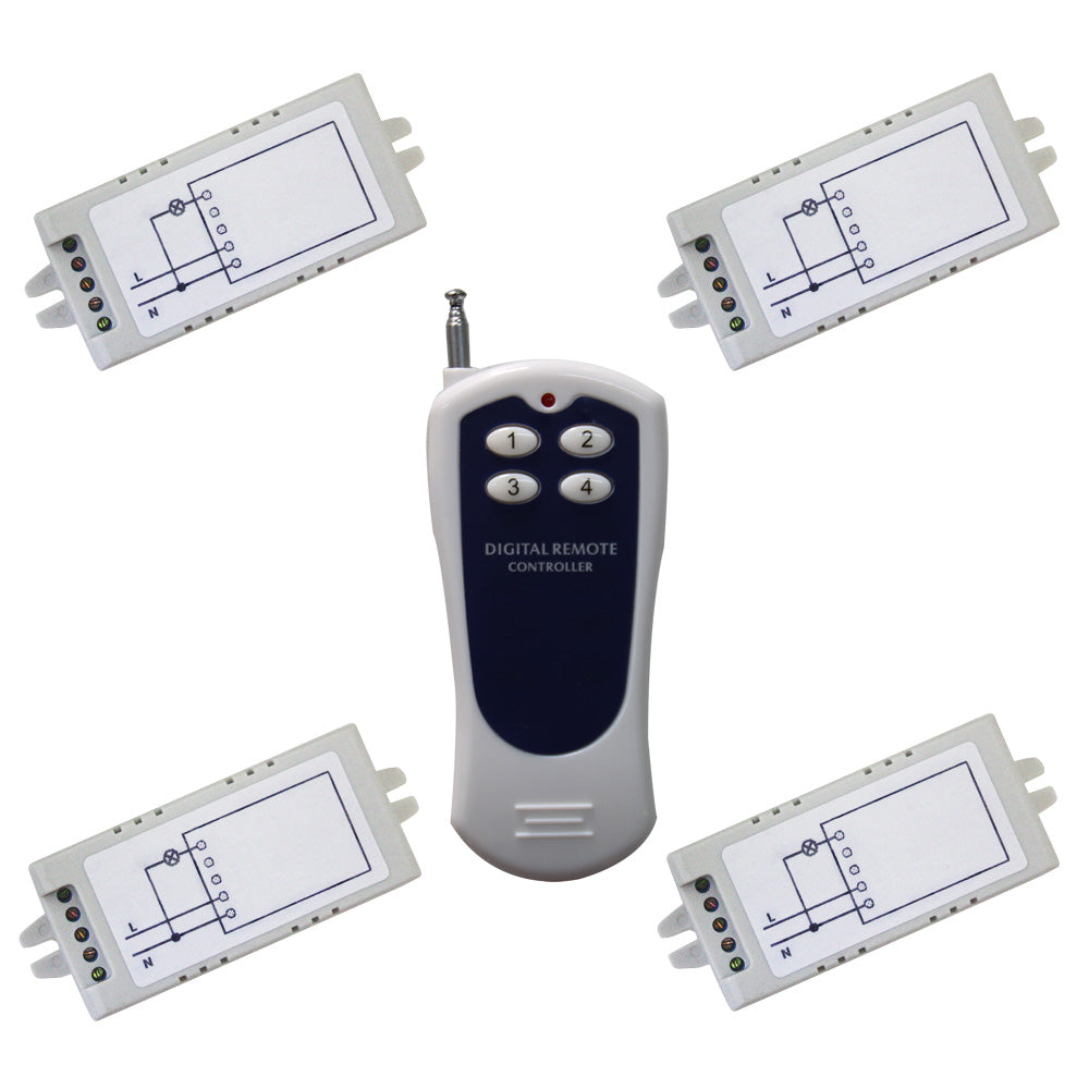 Interrupteur Interrupteur Interrupteur 4 Canaux Sans Fil 230V + Télécommande  Relais 4 Canaux ACTii AC1560