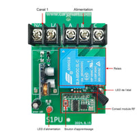 Kit Interrupteur Relais Télécommande Sans Fil 1 Canal CC 8~80V 30A (Modèle: 0020014)