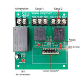 220V Kit Interrupteur Télécommande Sans Fil Sortie Relais 2 Voies (Modèle: 0020333)