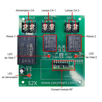 2 Km 2 Canaux 220V Kit Interrupteur Sans Fil Avec Télécommande (Modèle: 0020398)