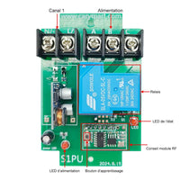 CC 8~80V Interrupteur Sans Fil Récepteur Sortie Relais 1 Voie 30A (Modèle: 0020302)