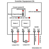 2 Voies Interrupteur Sans Fil 220V 2200 Watt Récepteur Radio (Modèle: 0020397)