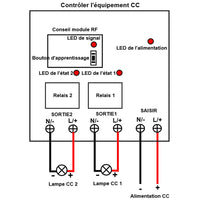 10A Kit Interrupteur Télécommande Sans Fil 2 Voies CC Entrée Sortie (Modèle: 0020426)