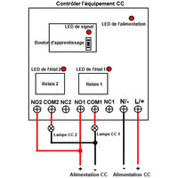 2 Km CC Kit Interrupteur Télécommande Sans Fil Sortie Relais 2 Voies (Modèle: 0020200)