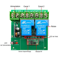 CC 8~80V Interrupteur Sans Fil 2 Voies Sorties Relais 30A Récepteur (Modèle: 0020338)