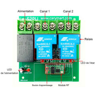 2 Canaux 30A 220V Kit Interrupteur Relais Télécommande Sans Fil 2Km (Modèle: 0020341)