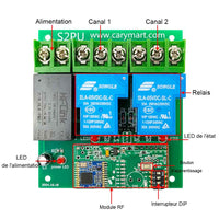 230V Interrupteur Sans Fil 2 Voies 30A Sorties Relais Récepteur 5 Km (Modèle: 0020103)