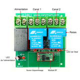 Kit Interrupteur Télécommande Sans Fil 230V 2 Voies Sortie Relais 30A (Modèle: 0020358)