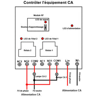 2 Canaux 30A 220V Kit Interrupteur Relais Télécommande Sans Fil 2Km (Modèle: 0020341)