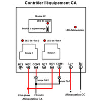 2 Voies CC 30A Kit Interrupteur Relais Télécommande Sans Fil 2Km (Modèle: 0020339)