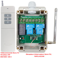 2 Canaux 30A 220V Kit Interrupteur Relais Télécommande Sans Fil 2Km (Modèle: 0020341)