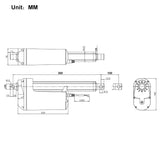 12V 24V Vérin Électrique 12000N 1200kg Actionneur Linéaire Course 100MM