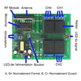 CA 220V Interrupteur Sans Fil avec 4 Canaux 10A Sortie Relais (Modèle: 0020401)