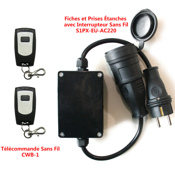 Kit de prise de télécommande sans fil pour intérieur extérieur,  interrupteur d'éclairage à distance à prise électrique étanche, prise  extérieure de commande de commutateur en 3 paquets. 